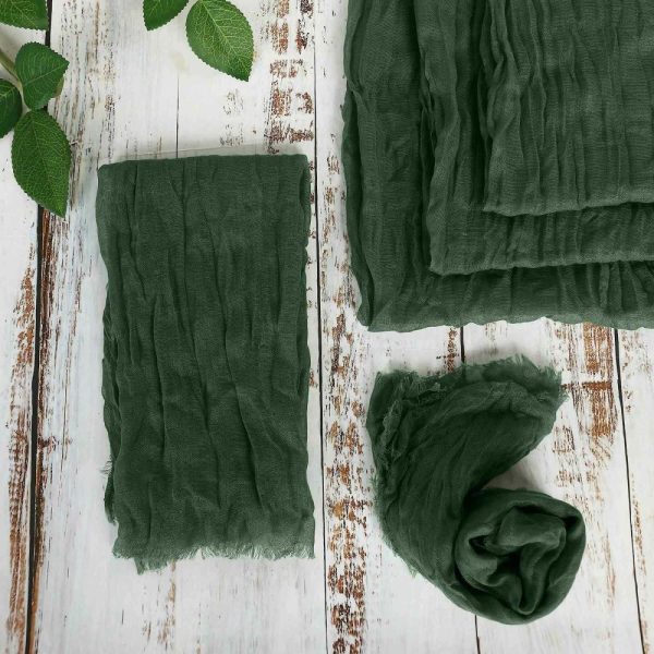 Burlap  |  5 Pack Olive Green Gauze Cheesecloth Boho Dinner Napkins 24″x19″