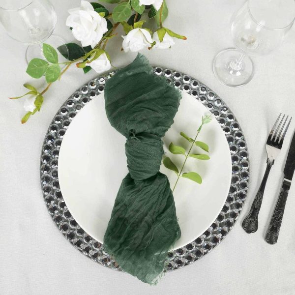 Burlap  |  5 Pack Olive Green Gauze Cheesecloth Boho Dinner Napkins 24″x19″