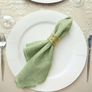 Burlap  |  5 Pack Sage Green Boho Chic Rustic Faux Burlap Cloth Dinner Napkins – 19″x19″