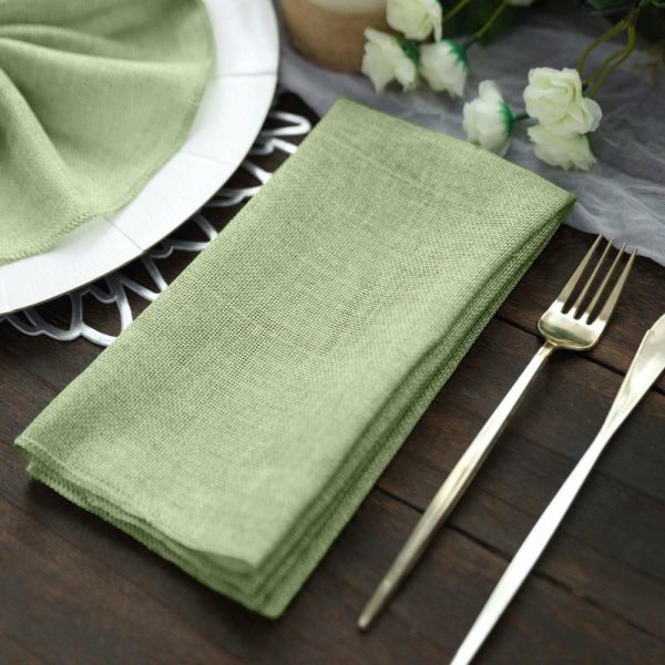 Burlap  |  5 Pack Sage Green Boho Chic Rustic Faux Burlap Cloth Dinner Napkins – 19″x19″