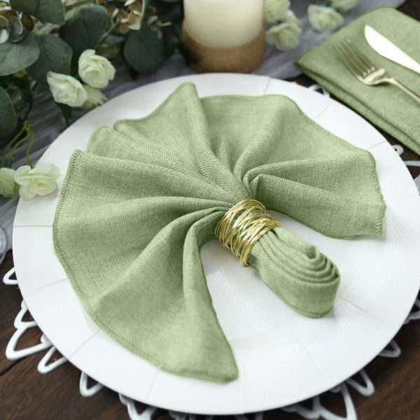 Burlap  |  5 Pack Sage Green Boho Chic Rustic Faux Burlap Cloth Dinner Napkins – 19″x19″