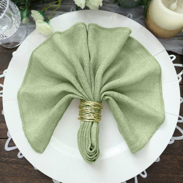 Burlap  |  5 Pack Sage Green Boho Chic Rustic Faux Burlap Cloth Dinner Napkins – 19″x19″