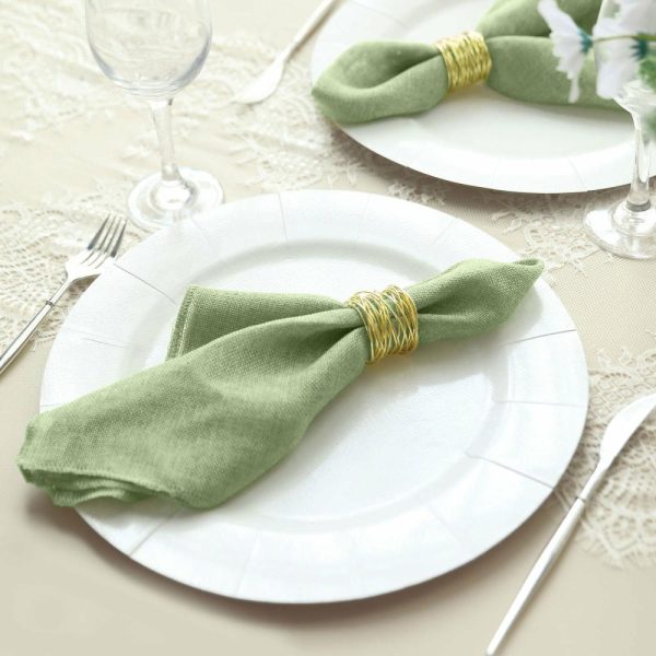 Burlap  |  5 Pack Sage Green Boho Chic Rustic Faux Burlap Cloth Dinner Napkins – 19″x19″