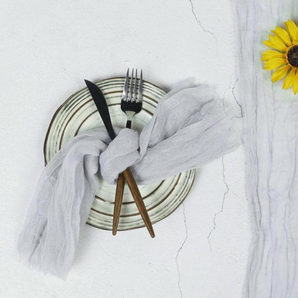 Burlap  |  5 Pack Silver Gauze Cheesecloth Boho Dinner Napkins 24″x19″