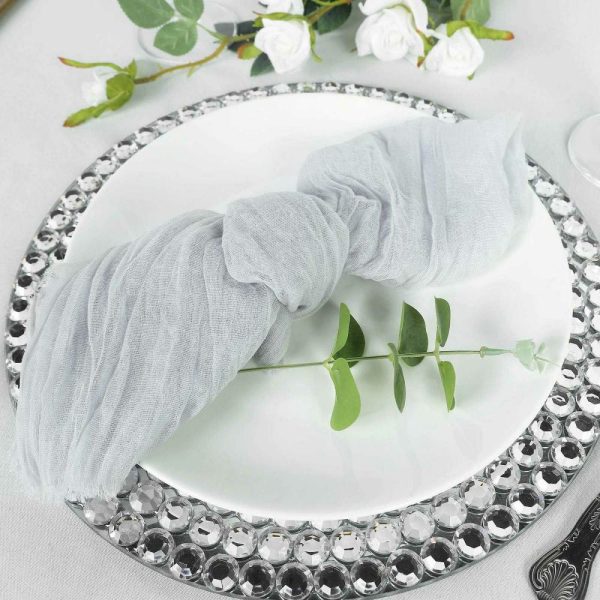 Burlap  |  5 Pack Silver Gauze Cheesecloth Boho Dinner Napkins 24″x19″