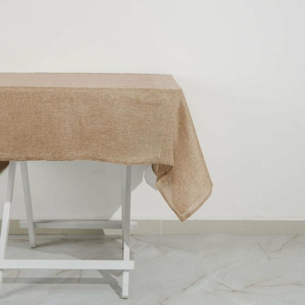 Burlap & Lace |  54″ Natural Jute Seamless Faux Burlap Square Tablecloth Boho Chic Table Linen