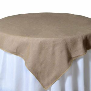 Burlap & Lace |  72″x72″ Natural Authentic Rustic Burlap Jute Square Table Overlay