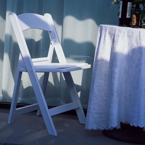 Chairs For Events |  White Resin Folding Chair With Vinyl Padded Seat For Weddings, Indoor or Outdoor Events