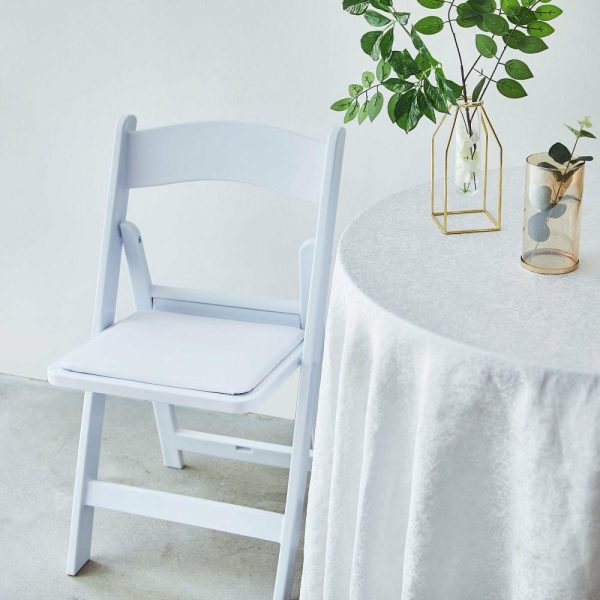 Chairs For Events |  White Resin Folding Chair With Vinyl Padded Seat For Weddings, Indoor or Outdoor Events