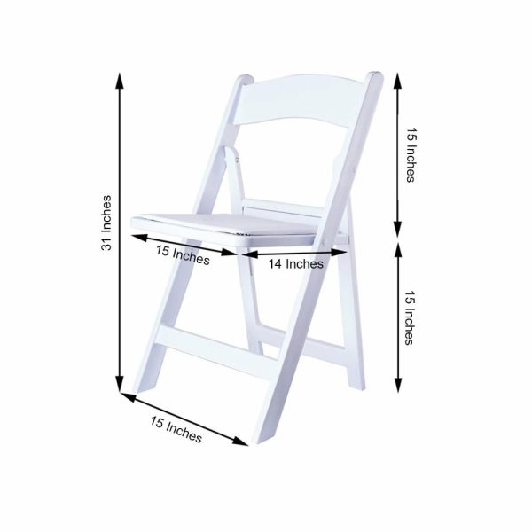 Chairs For Events |  White Resin Folding Chair With Vinyl Padded Seat For Weddings, Indoor or Outdoor Events