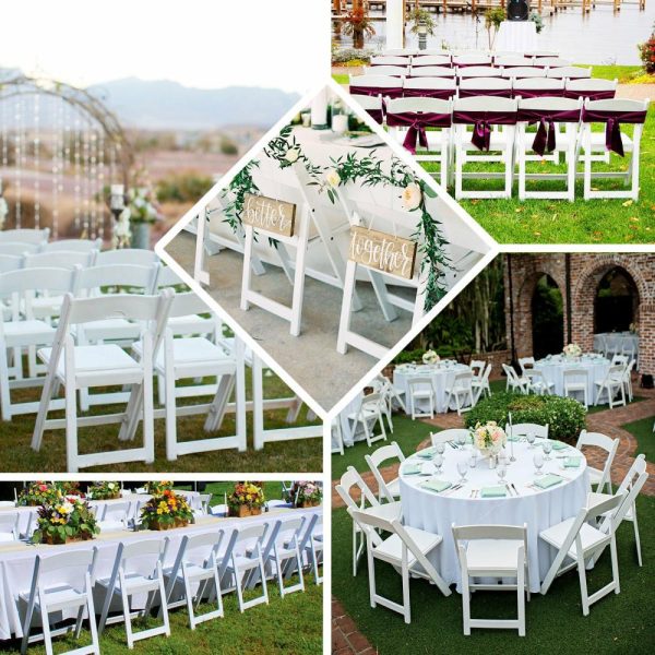 Chairs For Events |  White Resin Folding Chair With Vinyl Padded Seat For Weddings, Indoor or Outdoor Events