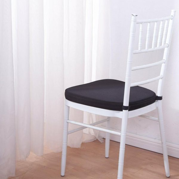 Chiavari Chair Decors |  1.5″ Thick Black Chiavari Chair Pad, Memory Foam Seat Cushion With Ties and Removable Cover