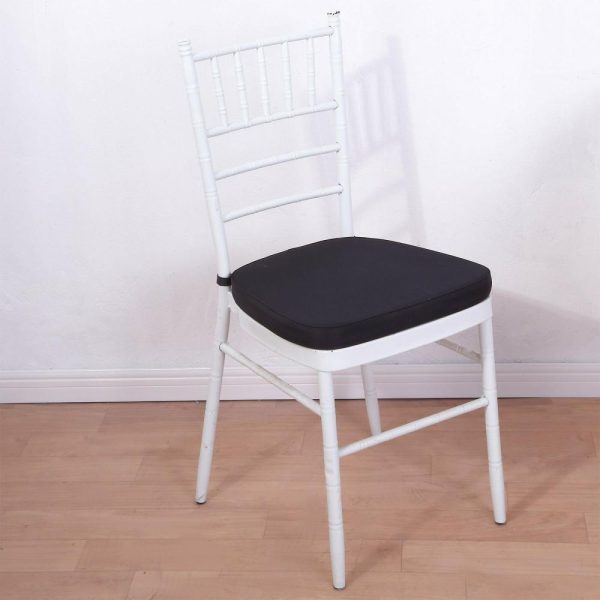 Chiavari Chair Decors |  1.5″ Thick Black Chiavari Chair Pad, Memory Foam Seat Cushion With Ties and Removable Cover