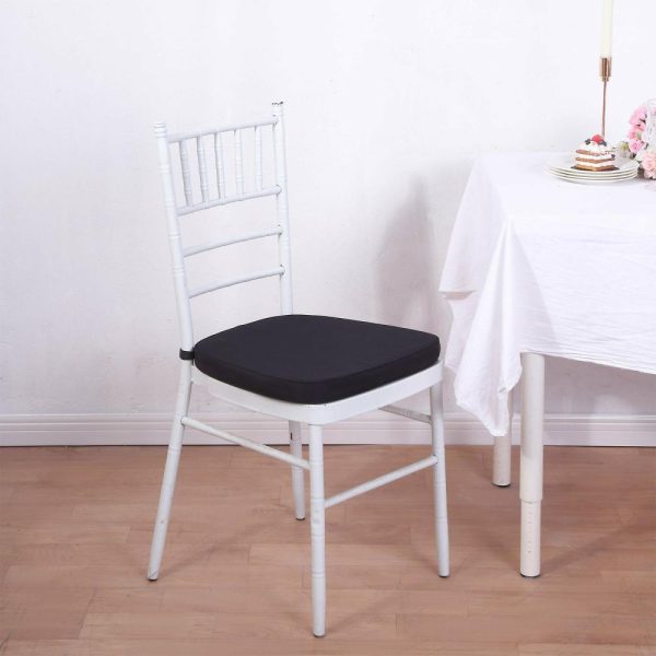 Chiavari Chair Decors |  1.5″ Thick Black Chiavari Chair Pad, Memory Foam Seat Cushion With Ties and Removable Cover