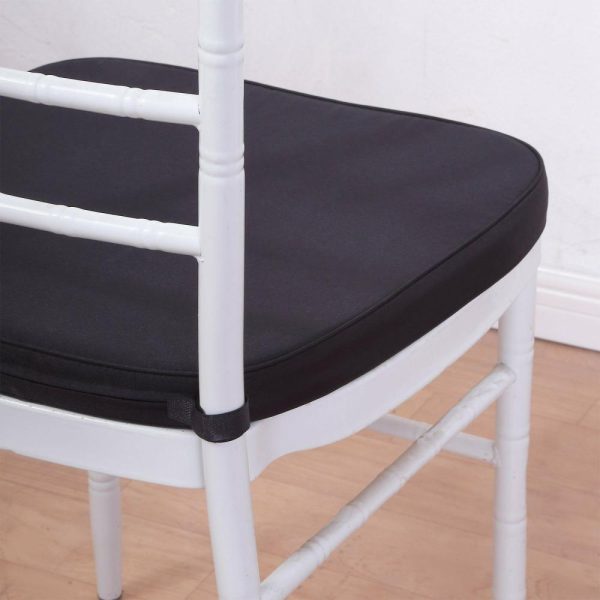 Chiavari Chair Decors |  1.5″ Thick Black Chiavari Chair Pad, Memory Foam Seat Cushion With Ties and Removable Cover