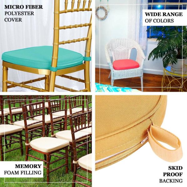 Chiavari Chair Decors |  1.5″ Thick Black Chiavari Chair Pad, Memory Foam Seat Cushion With Ties and Removable Cover