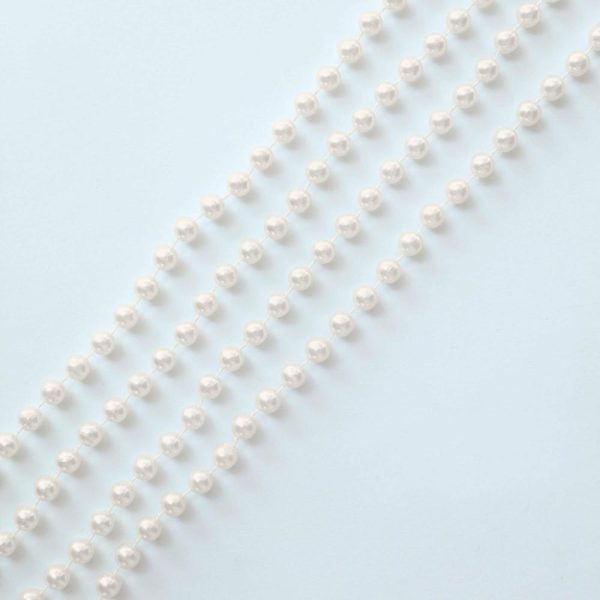 Chiavari Chair Decors |  16″ Ivory Faux Pearl Beaded Chiavari Chair Back Garland Sash, Pre-Tied Pearl String Wedding Chair Decor