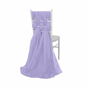 Chiavari Chair Decors |  5 Pack Lavender Lilac DIY Premium Designer Chiffon Chair Sashes – 22″x78″