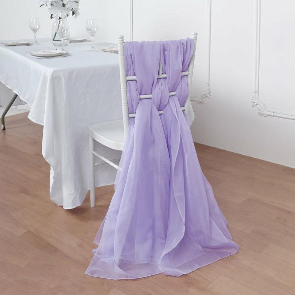 Chiavari Chair Decors |  5 Pack Lavender Lilac DIY Premium Designer Chiffon Chair Sashes – 22″x78″