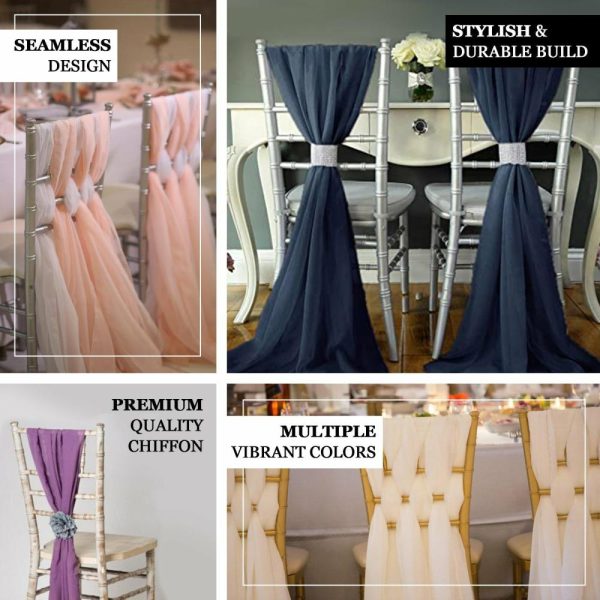 Chiavari Chair Decors |  5 Pack Lavender Lilac DIY Premium Designer Chiffon Chair Sashes – 22″x78″