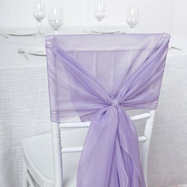 Chiavari Chair Decors |  5 Pack Lavender Lilac DIY Premium Designer Chiffon Chair Sashes – 22″x78″