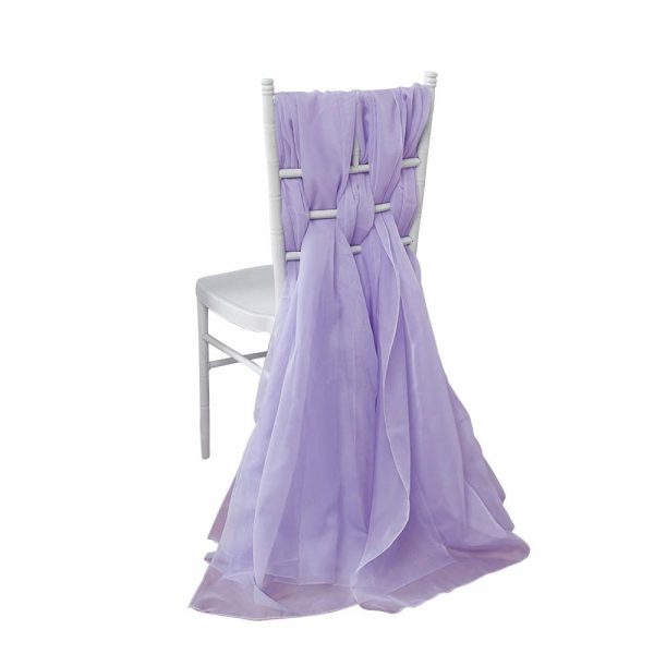 Chiavari Chair Decors |  5 Pack Lavender Lilac DIY Premium Designer Chiffon Chair Sashes – 22″x78″