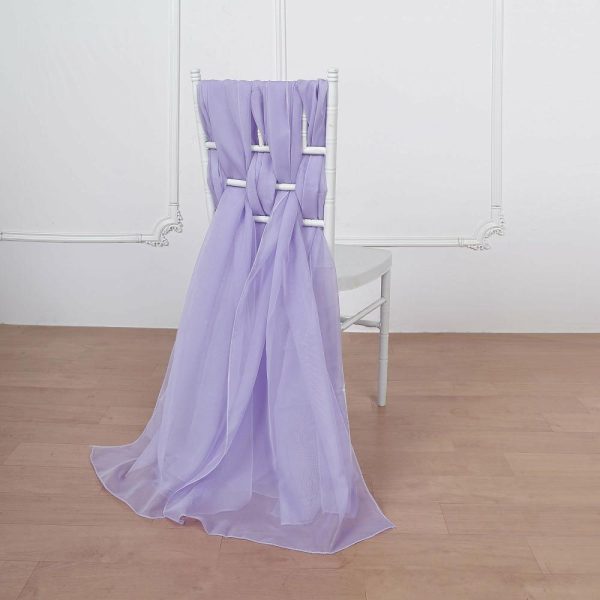 Chiavari Chair Decors |  5 Pack Lavender Lilac DIY Premium Designer Chiffon Chair Sashes – 22″x78″