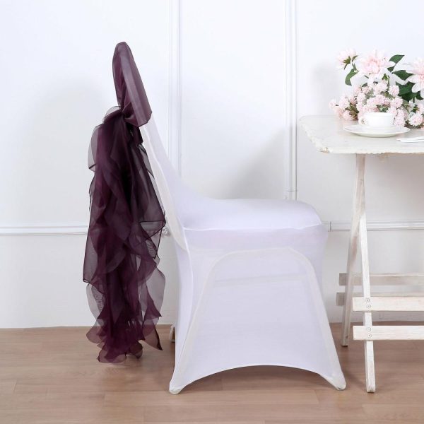 Chiavari Chair Decors |  Eggplant Chiffon Curly Chair Sash