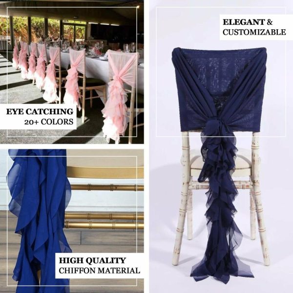 Chiavari Chair Decors |  Eggplant Chiffon Curly Chair Sash