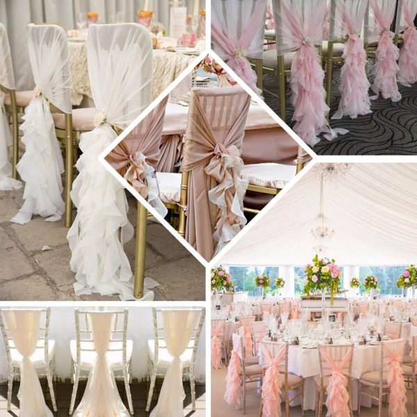 Chiavari Chair Decors |  Eggplant Chiffon Curly Chair Sash