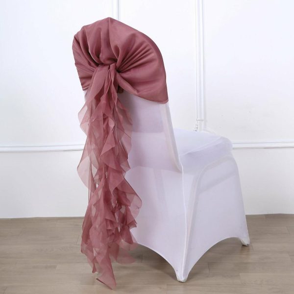 Chiavari Chair Decors |  Mauve Cinnamon Rose Chiffon Curly Chair Sash