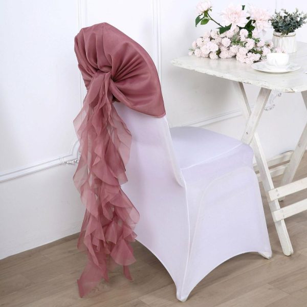 Chiavari Chair Decors |  Mauve Cinnamon Rose Chiffon Curly Chair Sash