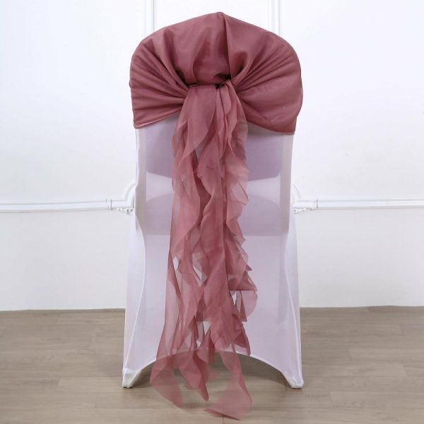 Chiavari Chair Decors |  Mauve Cinnamon Rose Chiffon Curly Chair Sash