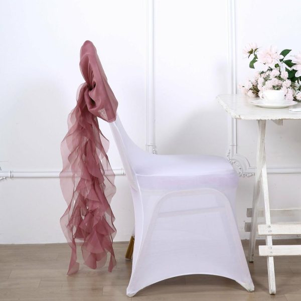 Chiavari Chair Decors |  Mauve Cinnamon Rose Chiffon Curly Chair Sash