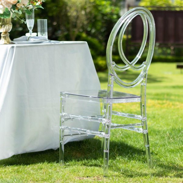 Chiavari Chair Decors |  Stackable Clear Acrylic Phoenix Chiavari Ghost Chair, Transparent Resin Armless Oval Back Event Chair