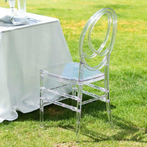 Chiavari Chair Decors |  Stackable Clear Acrylic Phoenix Chiavari Ghost Chair, Transparent Resin Armless Oval Back Event Chair