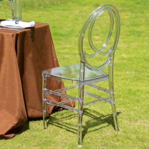 Chiavari Chair Decors |  Stackable Clear Acrylic Phoenix Chiavari Ghost Chair, Transparent Resin Armless Oval Back Event Chair