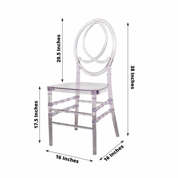 Chiavari Chair Decors |  Stackable Clear Acrylic Phoenix Chiavari Ghost Chair, Transparent Resin Armless Oval Back Event Chair