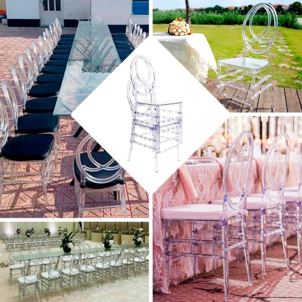 Chiavari Chair Decors |  Stackable Clear Acrylic Phoenix Chiavari Ghost Chair, Transparent Resin Armless Oval Back Event Chair