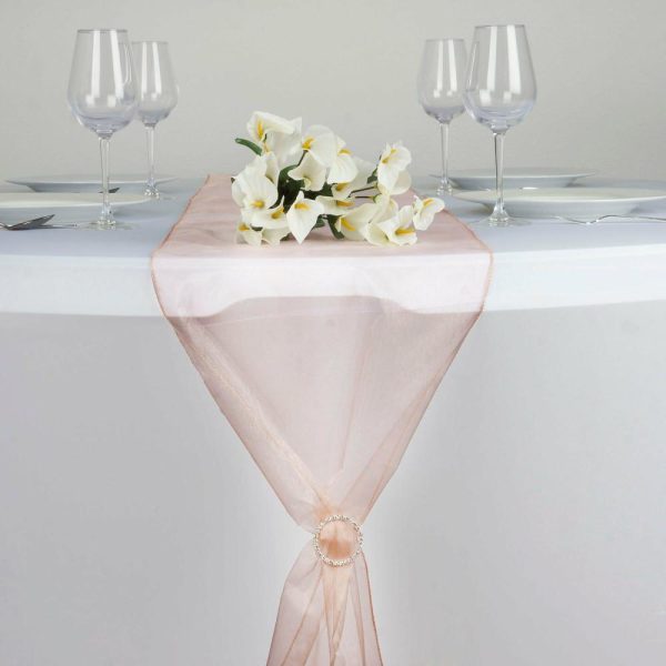 Chiffon & Cheesecloth Runners |  10 Pack Dusty Rose Sheer Organza Table Runners – 14″x108″