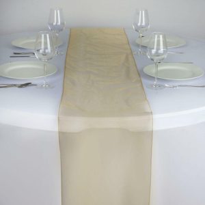 Chiffon & Cheesecloth Runners |  10 Pack Gold Sheer Organza Table Runners – 14″x108″