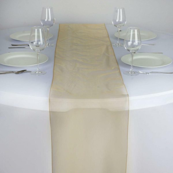 Chiffon & Cheesecloth Runners |  10 Pack Gold Sheer Organza Table Runners – 14″x108″