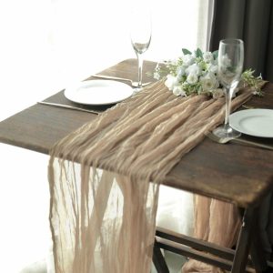 Chiffon & Cheesecloth Runners |  10ft Beige Gauze Cheesecloth Boho Table Runner