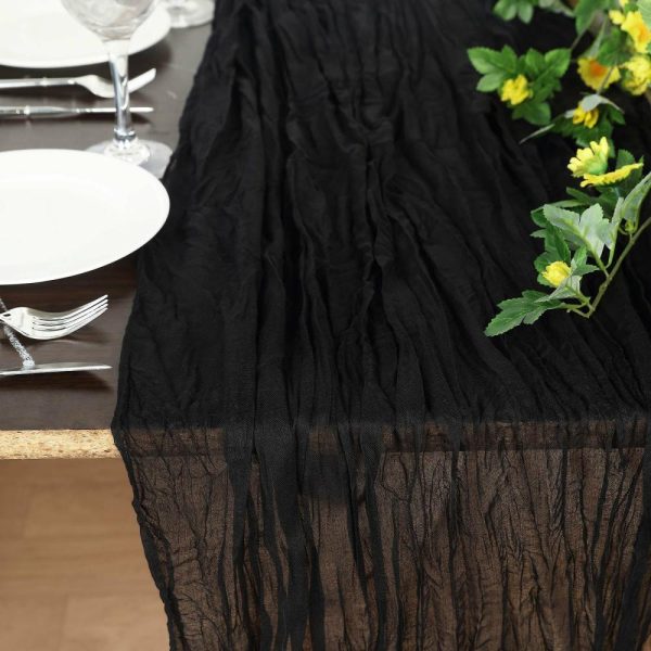 Chiffon & Cheesecloth Runners |  10ft Black Gauze Cheesecloth Boho Table Runner