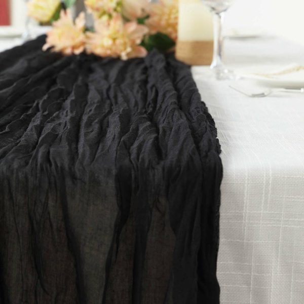 Chiffon & Cheesecloth Runners |  10ft Black Gauze Cheesecloth Boho Table Runner