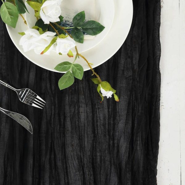 Chiffon & Cheesecloth Runners |  10ft Black Gauze Cheesecloth Boho Table Runner