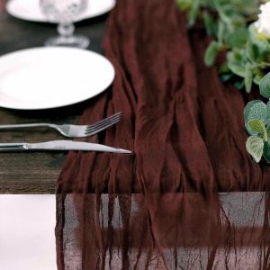 Chiffon & Cheesecloth Runners |  10ft Burgundy Gauze Cheesecloth Boho Table Runner