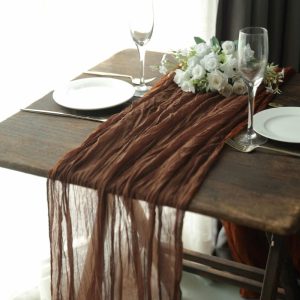 Chiffon & Cheesecloth Runners |  10ft Cinnamon Brown Gauze Cheesecloth Boho Table Runner