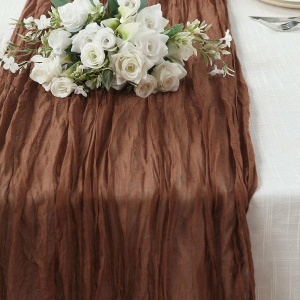 Chiffon & Cheesecloth Runners |  10ft Cinnamon Brown Gauze Cheesecloth Boho Table Runner