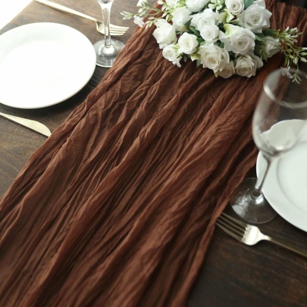 Chiffon & Cheesecloth Runners |  10ft Cinnamon Brown Gauze Cheesecloth Boho Table Runner